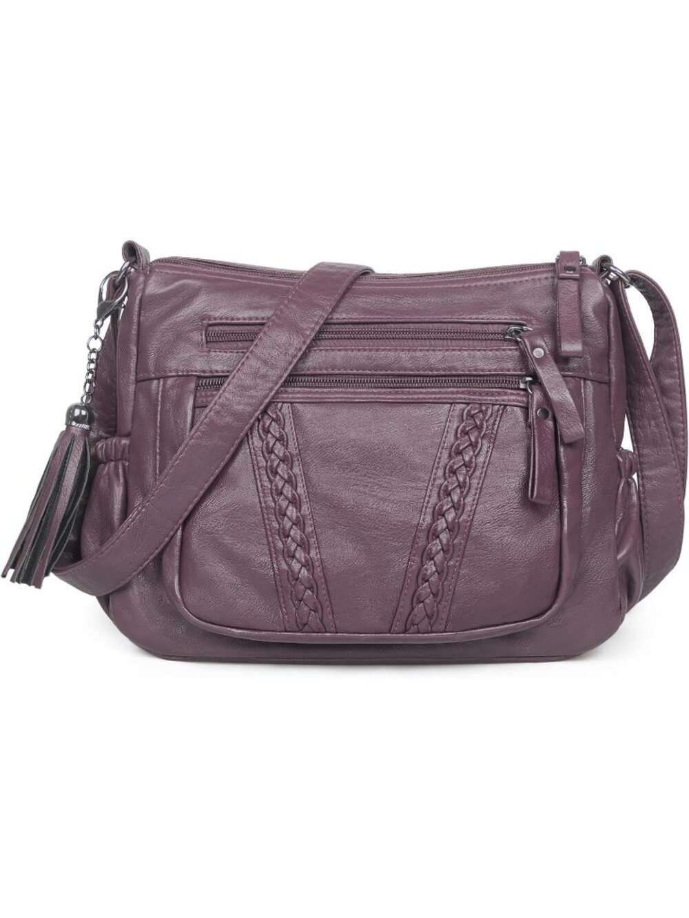 Women's Taro Soft PU Leather Crossbody Bag With Tassel Handbag Pocketbooks